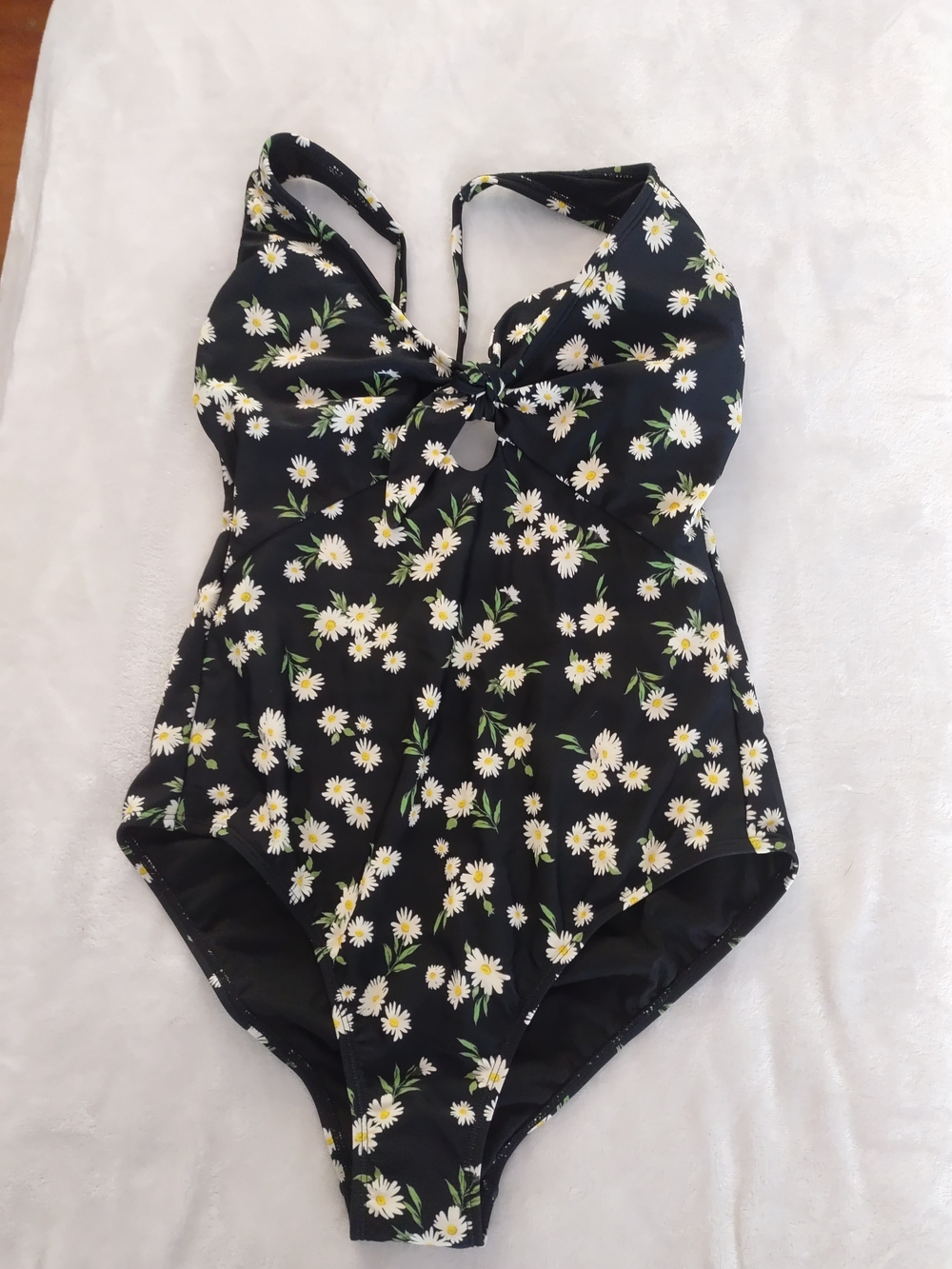 Shade & Shore Black Daisy Print One-Piece Swimsuit